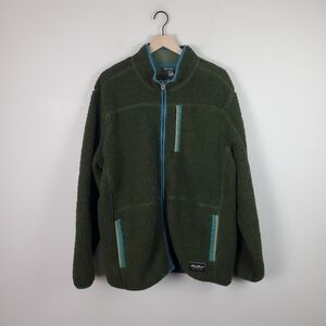 Eddie Bauer Green Sherpa Zip Jacket Men XL